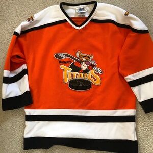 90'S VINTAGE WALT DISNEY WORLD TIGGER'S TITANS HOCKEY JERSEY -L
